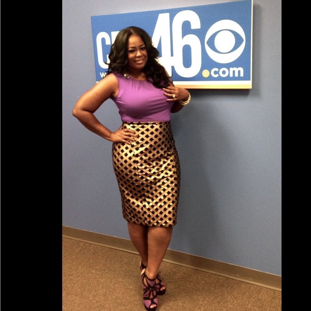 Arryles Black and Gold Pencil Skirt